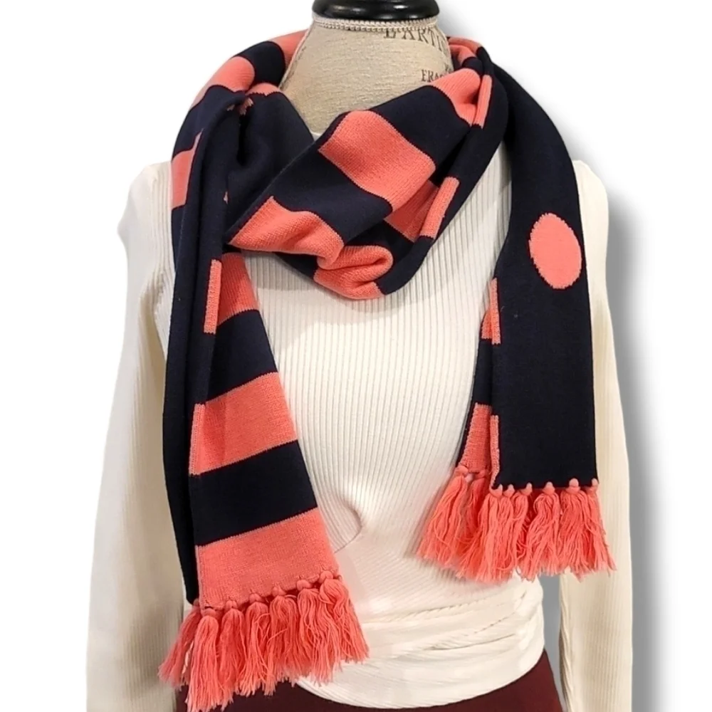 Vineyard Vines Blue And Pink Cotton & Silk Blend Striped Whale Scarf - Size OS
